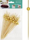 Шпажки бамбуковые для канапе Бусинки 20шт Размер: 12см  Цвет: золото