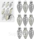 Christmas tree decoration: 9 cones, 2.5 x 2.5 x 4.5 cm, color: silver (glass)