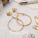 Серьги-кольца с пусетами «Корона», d=2,5 см, цвет золото