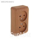 Розетка "Этюд" SchE PA16-005T, двухместная, наружная, без з/к, без шторок, цвет бук