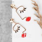 Серьги эмаль "Лица" джоли, цвет красный в золоте