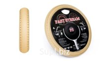 Оплетка руля "Fast Stream", размер M 37-38 см, материал: кожа,с угловой строчкой, бежевая