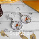 Серьги из стекла Candy птичка, цветные в серебре