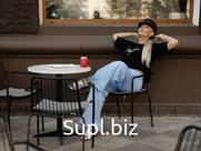 Брюки из легкой джинсы ярко-голубой