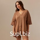 Костюм домашний женский (рубашка и шорты) SL HOME р. S, кофейный