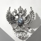 Брошь "Двуглавый орёл", цвет серый в серебре