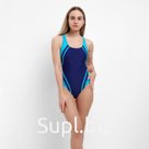 Купальник женский слитный спортивный, размер 46, голубой